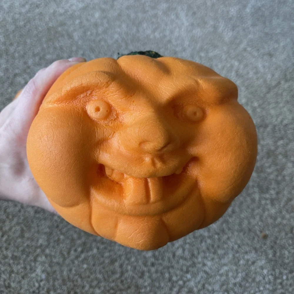 Vtg Scott Port A Fold  Todd Masters style Foam Jack O Lantern Pumpkins Halloween